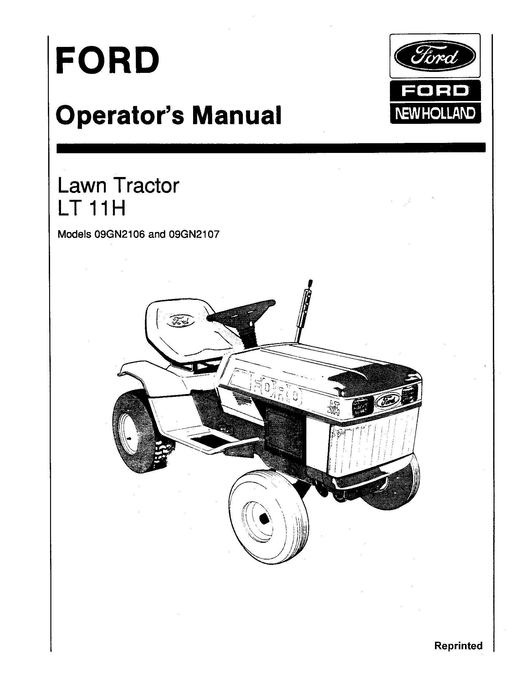 Ford A LT 11H Lawn Tractor 1985 Operator's Manual (42001113)