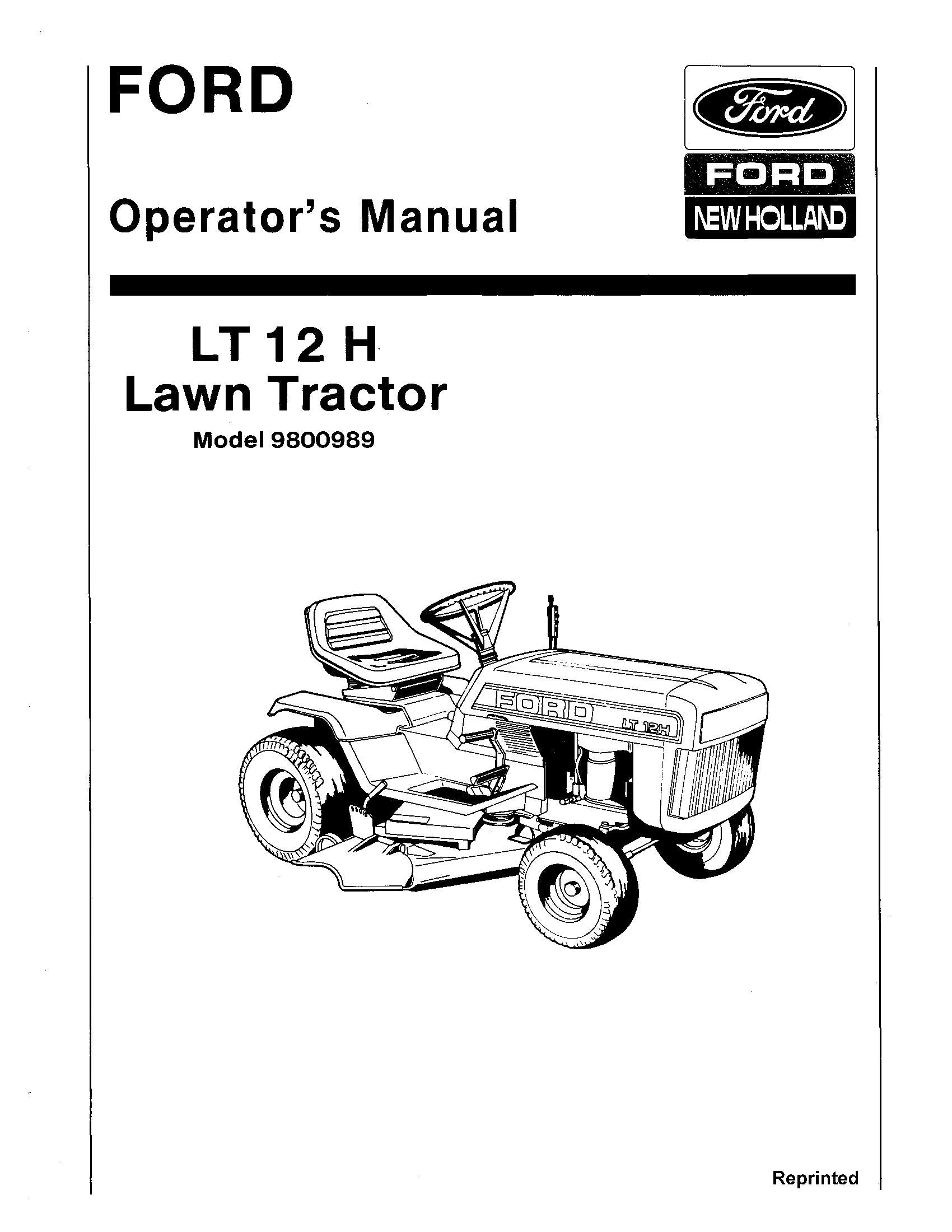 Ford LT12 Hydro Lawn Tractor #9800989 Operator's Manual (42001214)