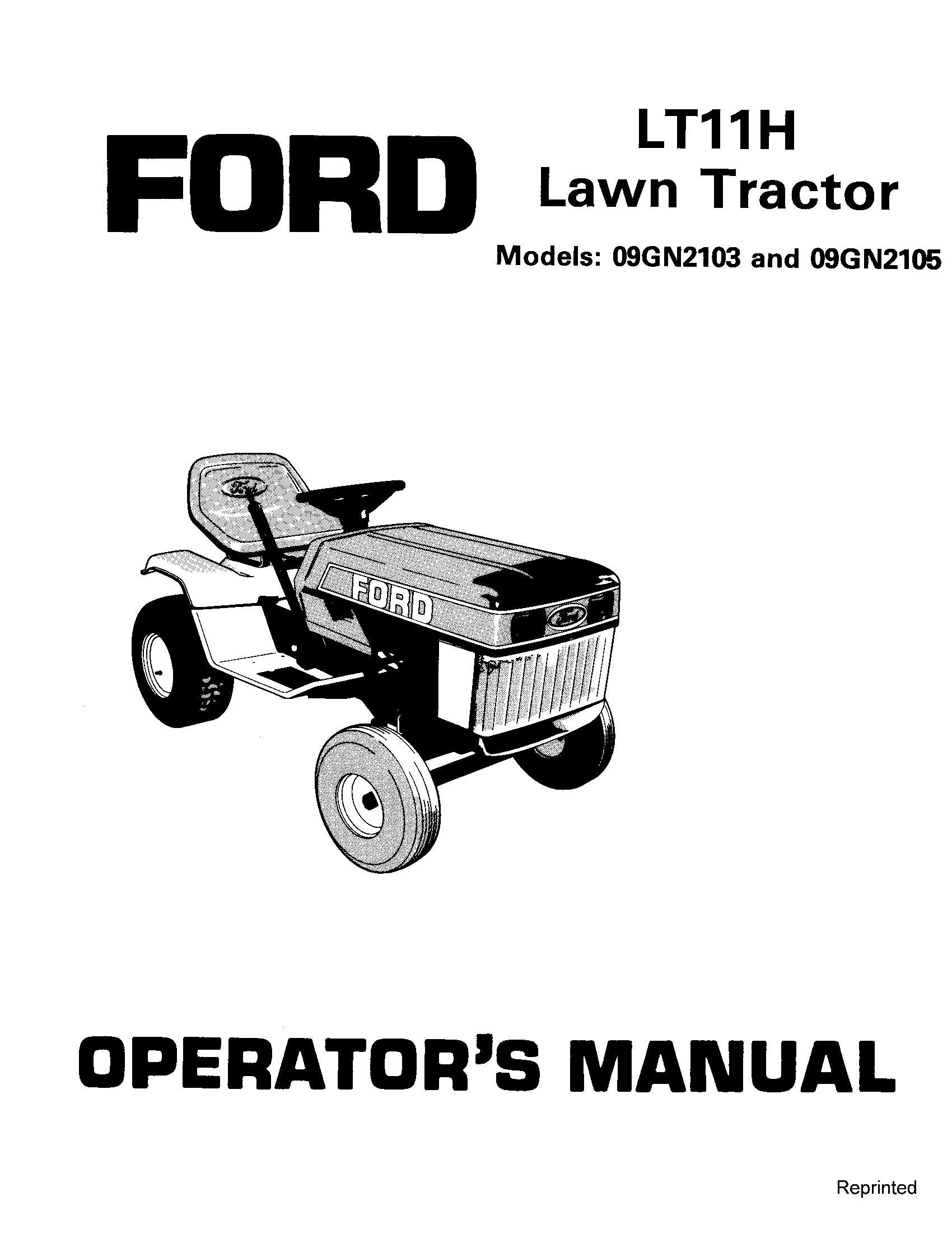 Ford Lawn Tractor LT11H Operator's Manual (42001300)