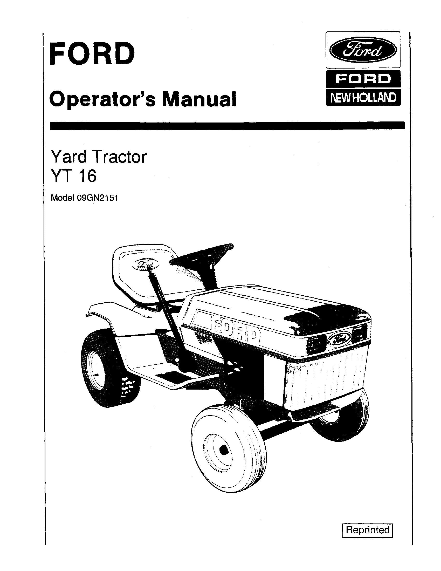 Ford Yt 16 Yard Tractor Ops 09GN2151 Operator's Manual (42001610)