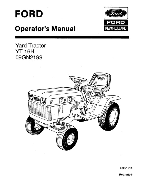 Ford YT 16 Yard Tractor 09GN2199 Operator's Manual (42001611)