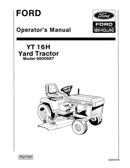 Ford YT16H Yard Tractor 9800687 Operator's Manual (42001616)