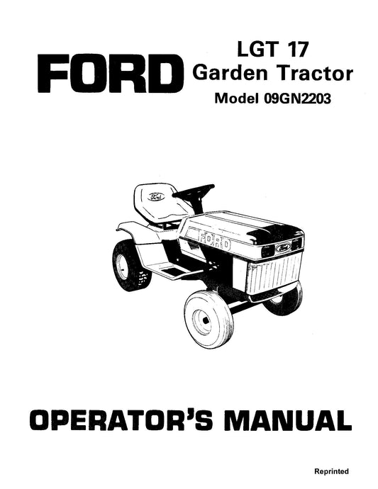Ford Lgt 17 Garden Tractor 09GN2203 Operator's Manual (42001710)