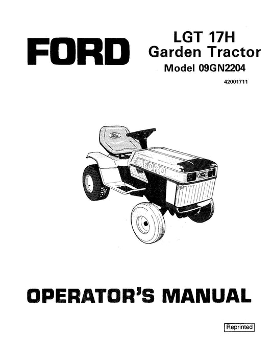 Ford Lgt 17 H Garden Tractor 09GN2204 Operator's Manual (42001711)