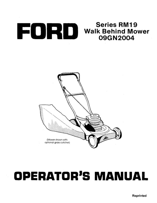 Ford A Series Rm19 Walk Behind Tractor 09GN2004 Operator's Manual (42001910)