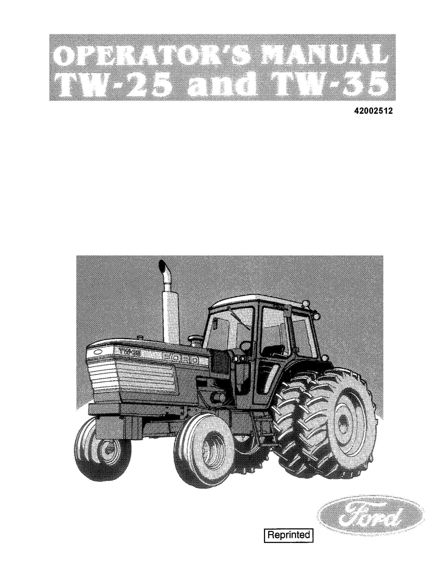 Ford TW25 TW35 Tractor Operator's Manual (42002512)
