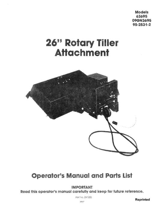 Ford 26 Inch Rotary Tiller Attachment on 09GN3695 Operator's Manual (42002611)