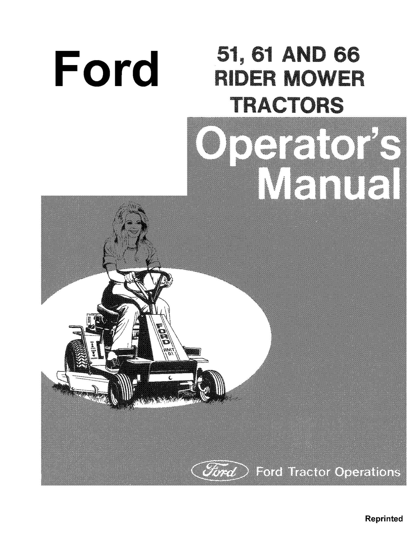 Ford A 51 61 66 Rider Mower Trac. Operator's Manual (42005131)
