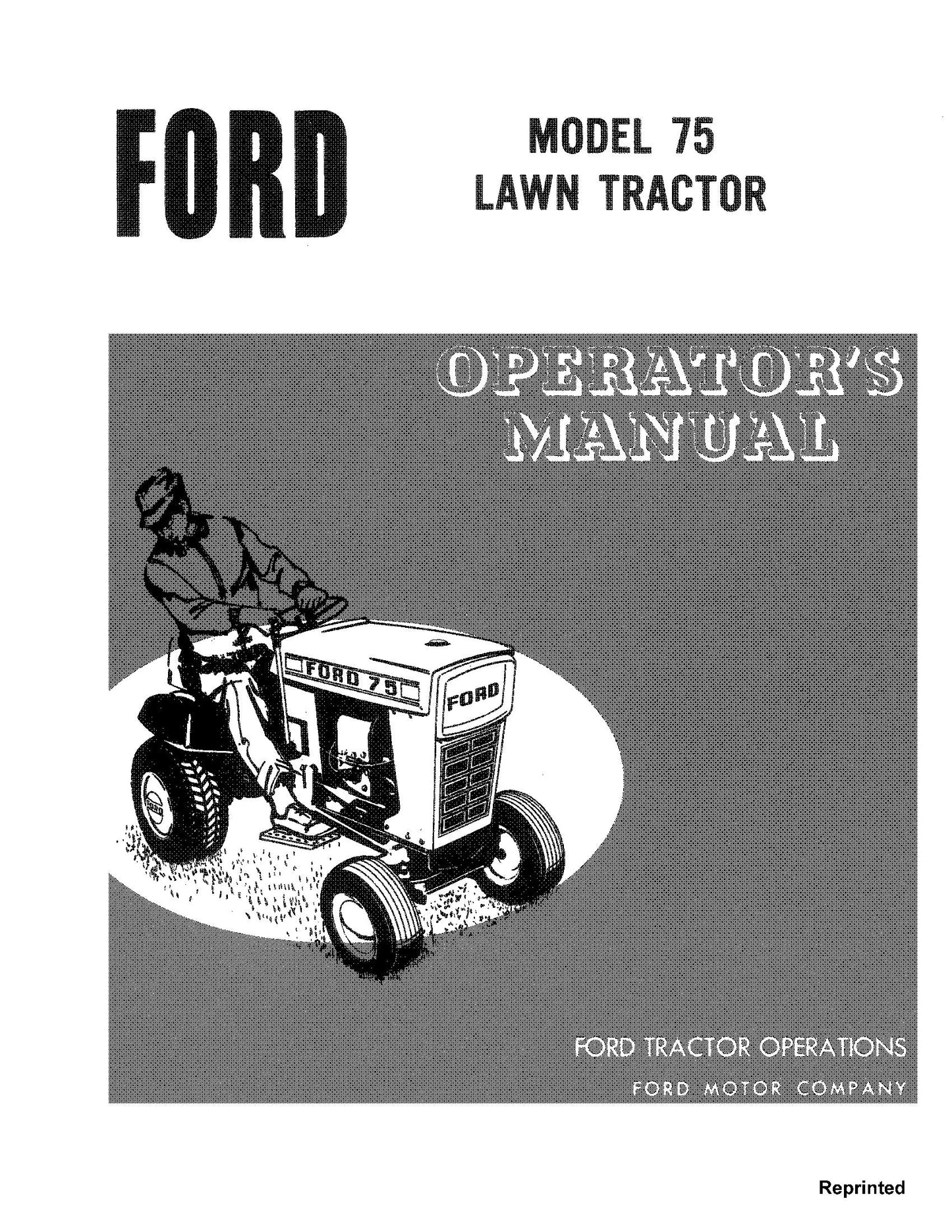 Ford D 70 75 Lawn Garden Tractor Operator's Manual (42007020)