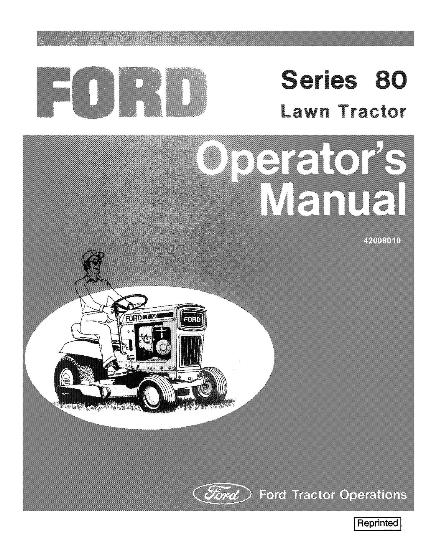 Ford Series 802 Lawn Tractor Operator's Manual (42008010)