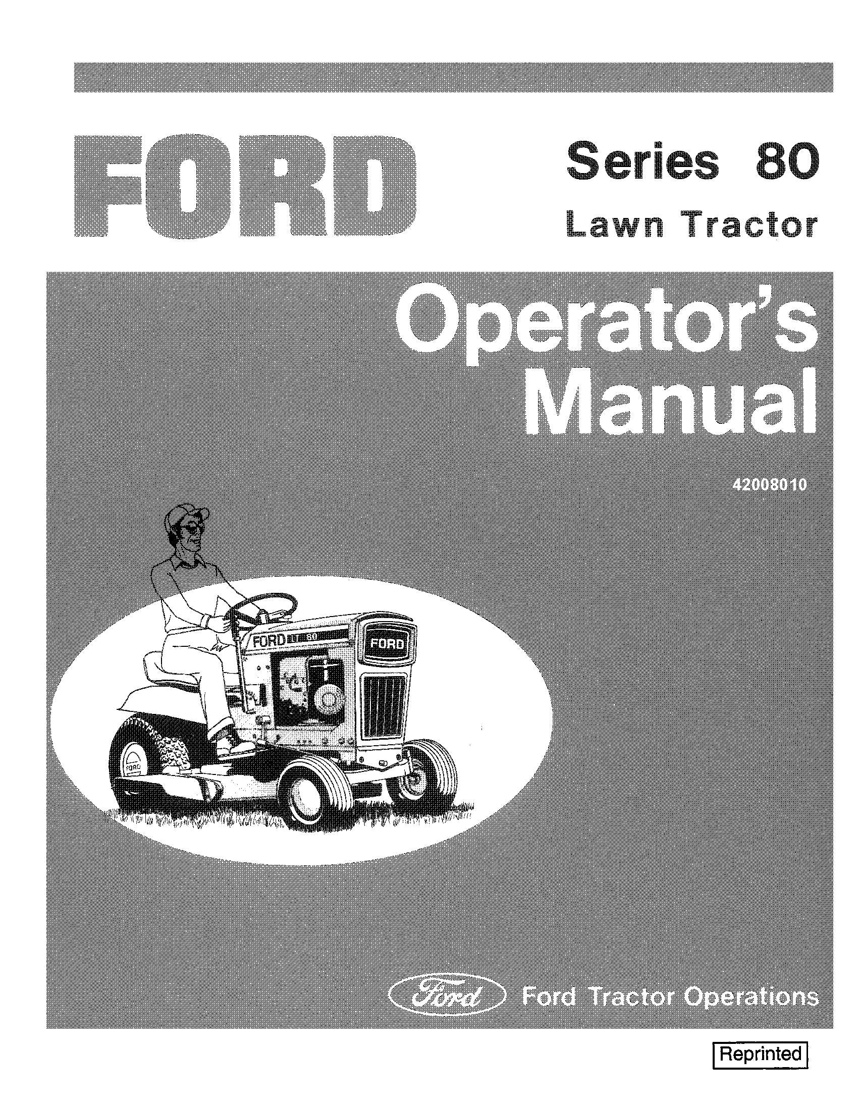 Ford Series 802 Lawn Tractor Operator's Manual (42008010)