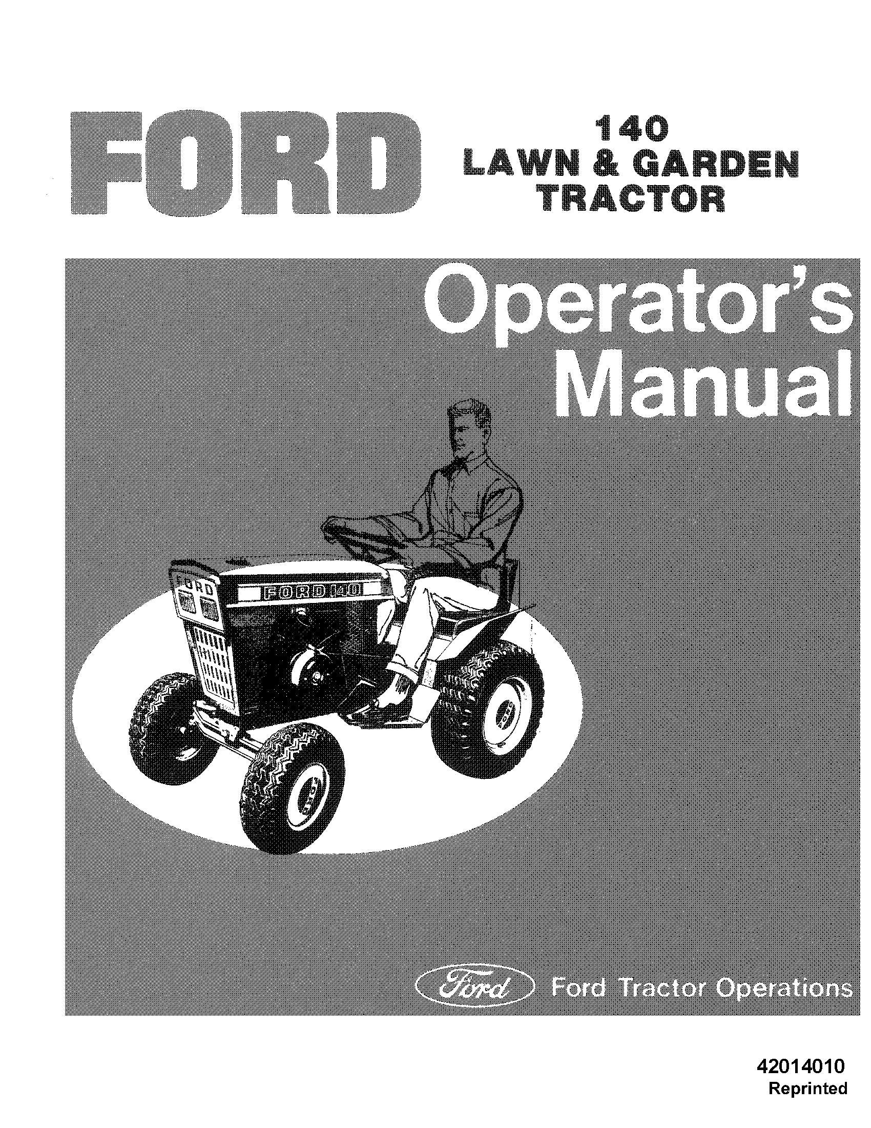 Ford 140 Lawn,garden Trac Operator's Manual (42014010)