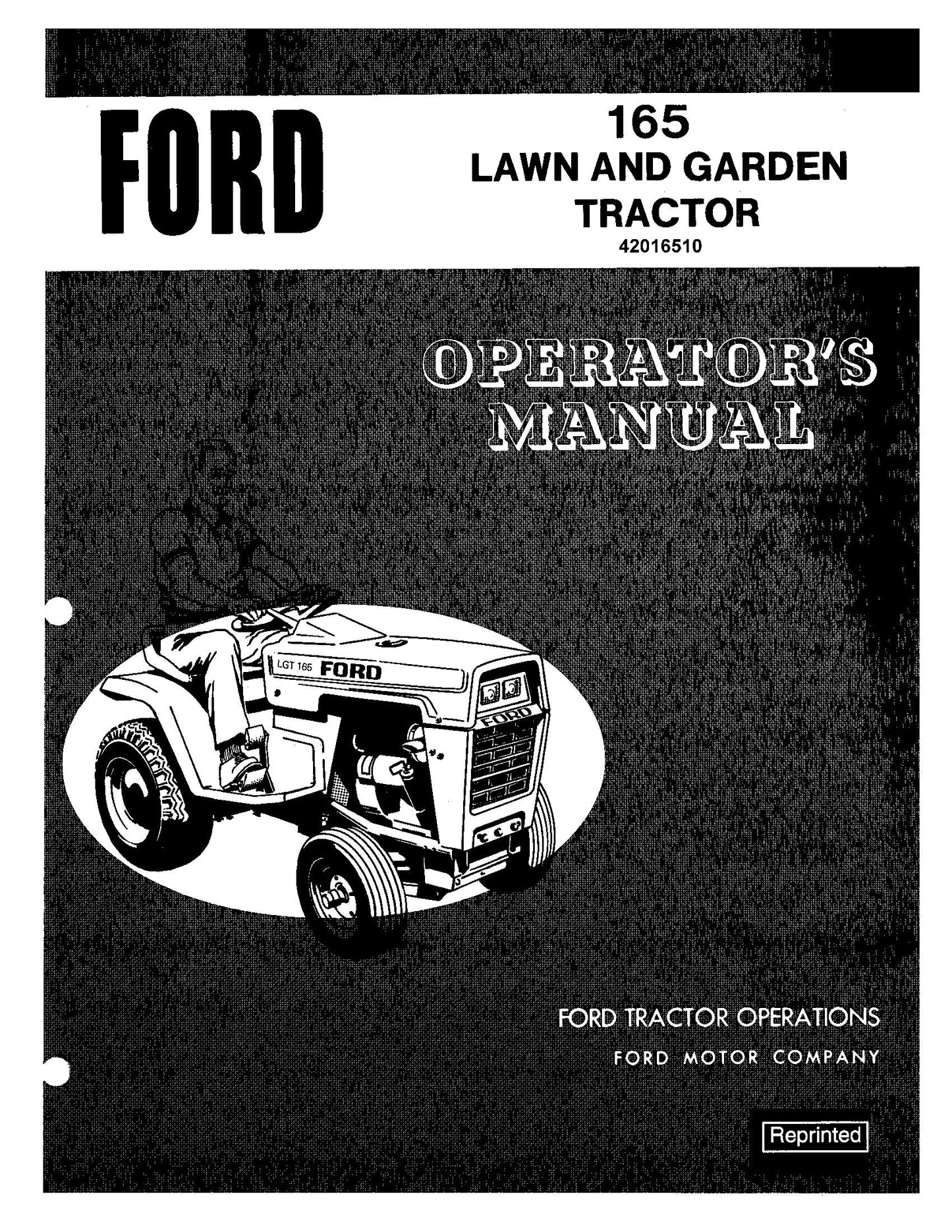 Ford 165 Lawn & Garden Tractor Operator's Manual (42016510)