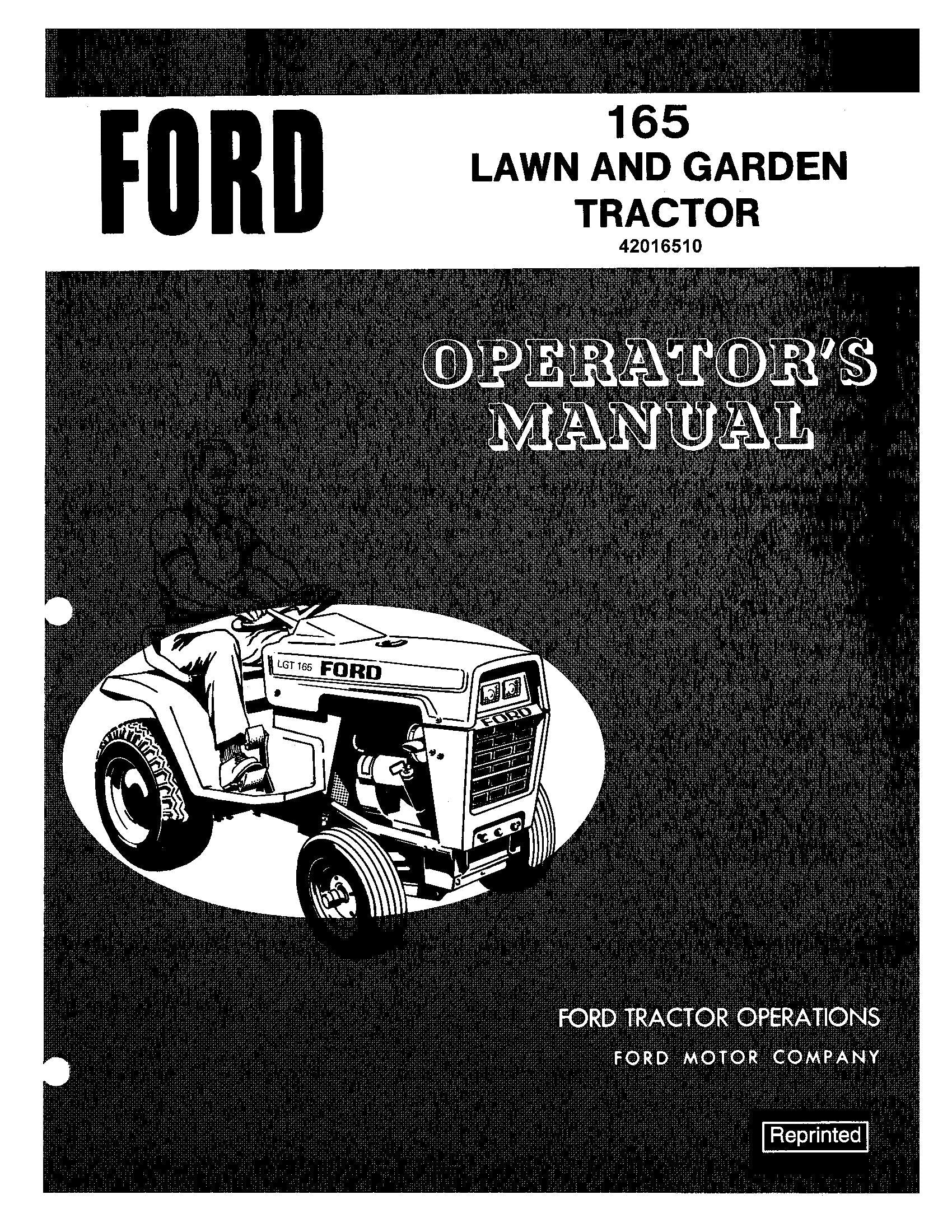 Ford 165 Lawn & Garden Tractor Operator's Manual (42016510)