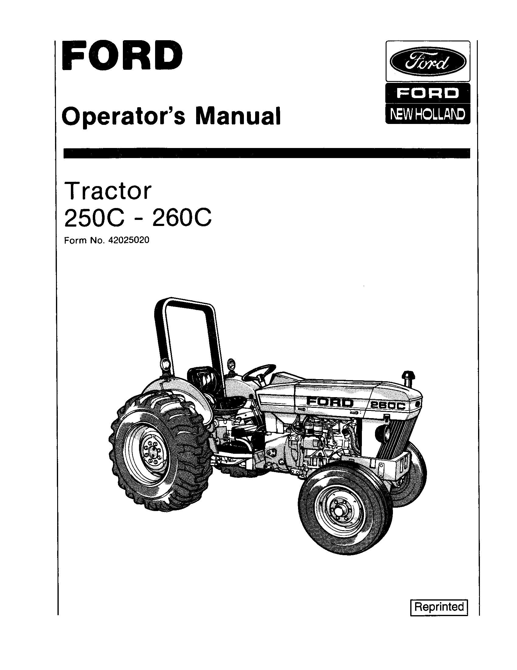 Ford 250C-260C Industrial Tractor 1989 Operator's Manual (42025020)