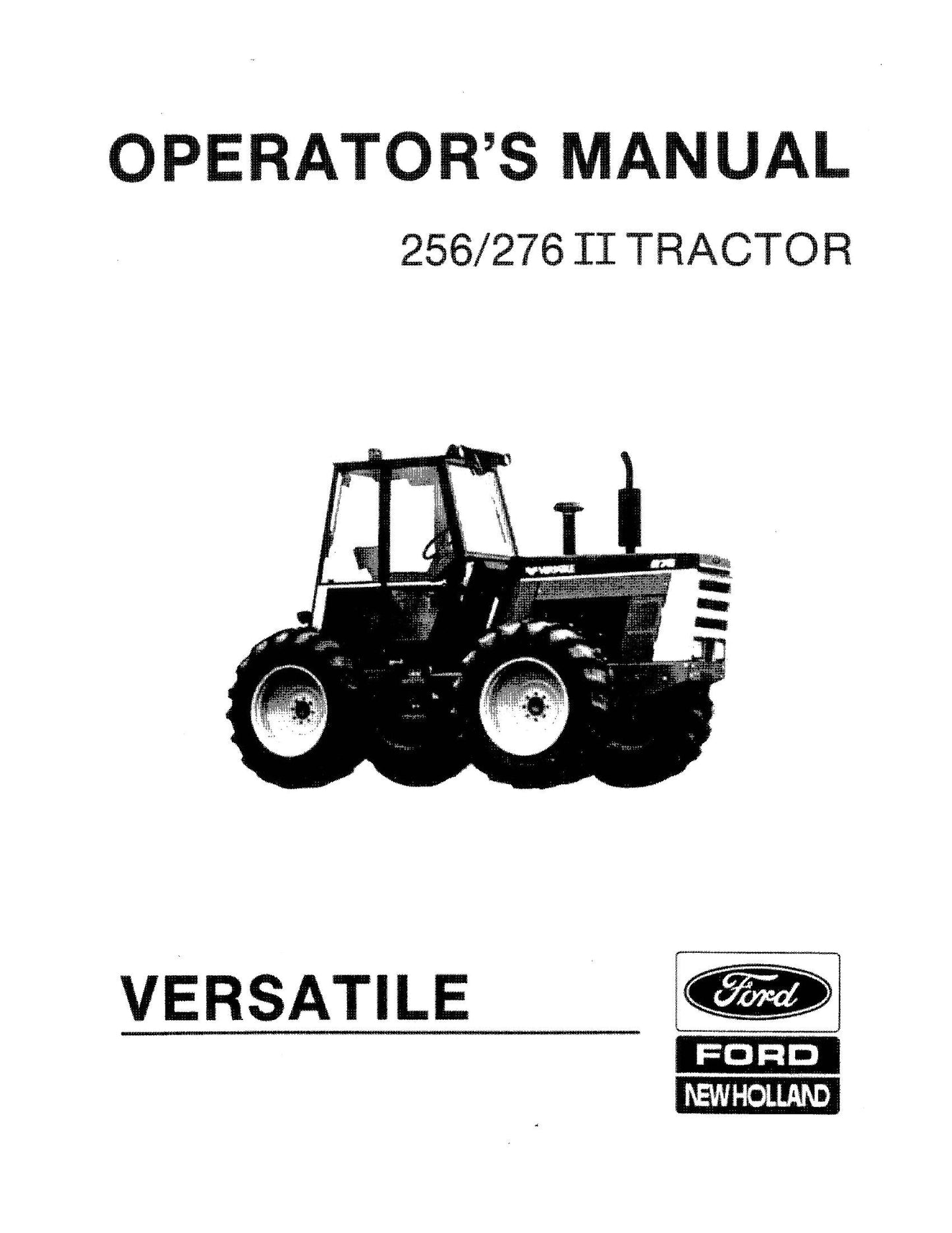 New Holland 256, 276 II Tractor Versatile Operator's Manual (42025620)