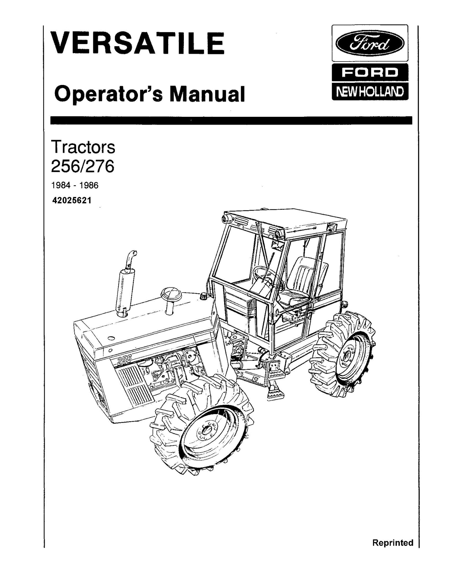 New Holland 256 276 Versatile Bidirectional Tractor V97520 Operator's Manual (42025621)