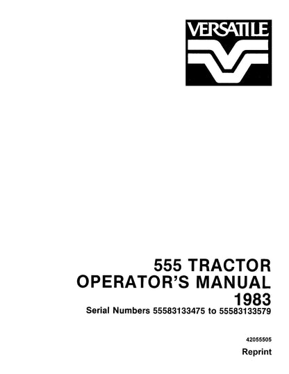 Ford Versatile 555 4WD Tractor 1983 Operator's Manual (42055505)