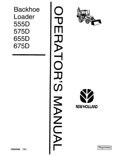 New Holland 555D 575D 655D 675D TracLdrBckhoe Operator's Manual (42055526)