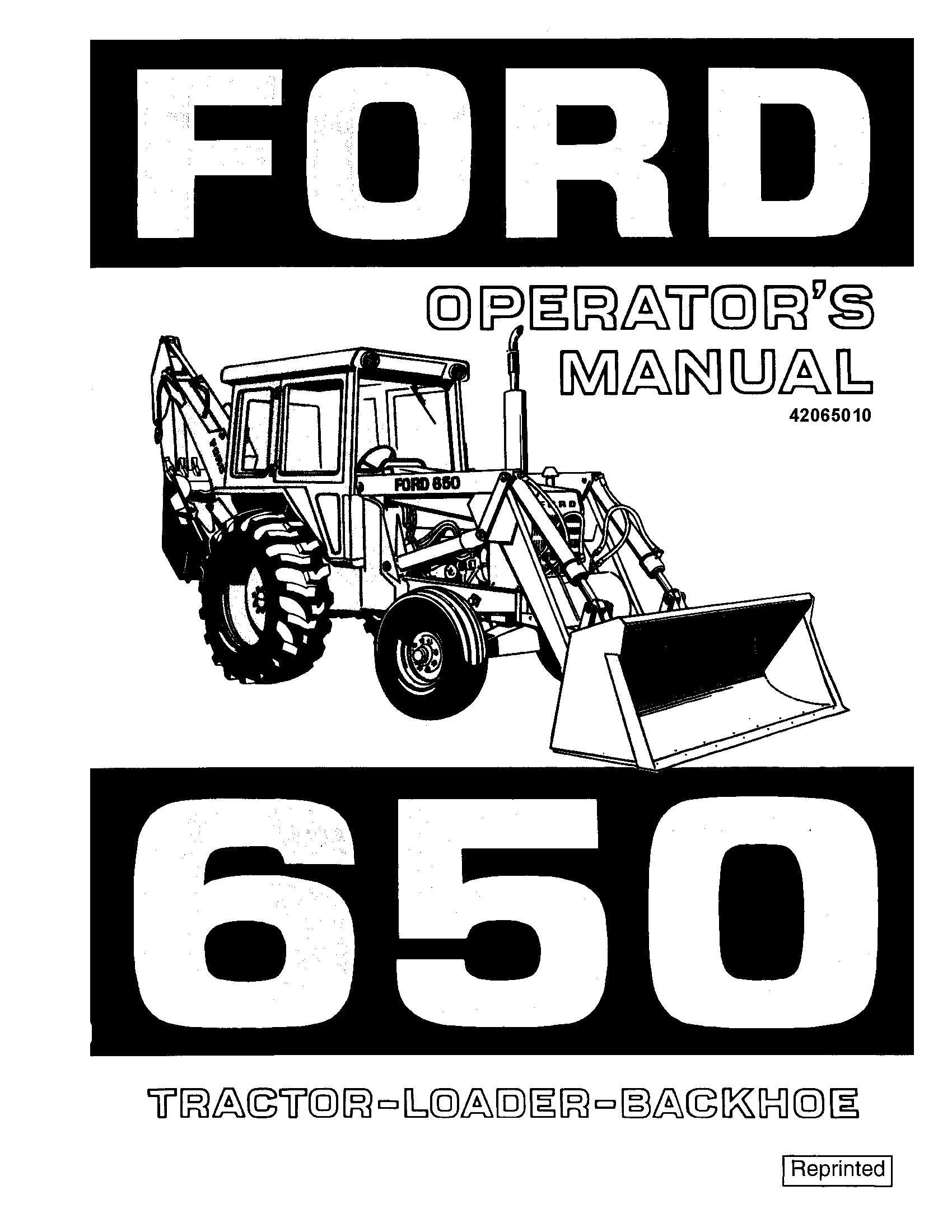 Ford 650 Industrial Tractor Loader Backhoe Operator's Manual (42065010)