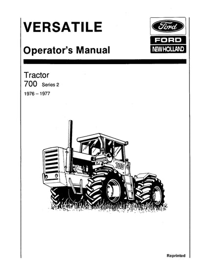 Ford Versatile 700 Series 2 4WD Tractor 1976-77 Operator's Manual (42070011)