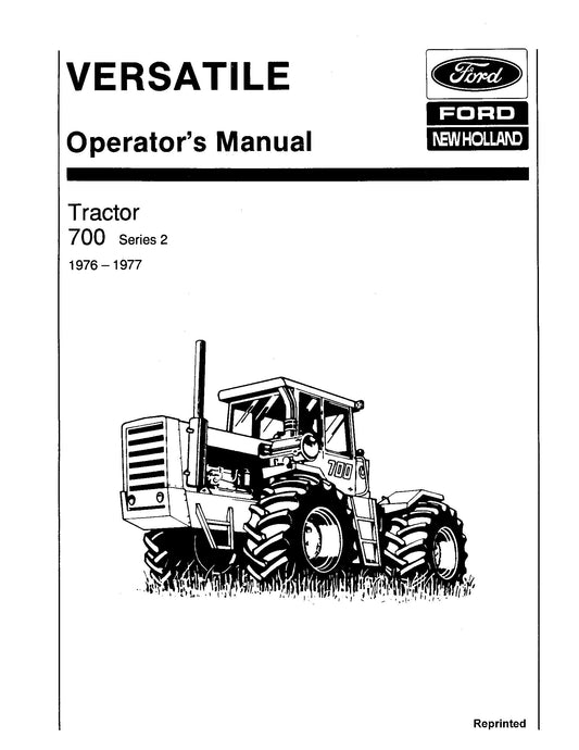 Ford Versatile 700 Series 2 4WD Tractor 1976-77 Operator's Manual (42070011)
