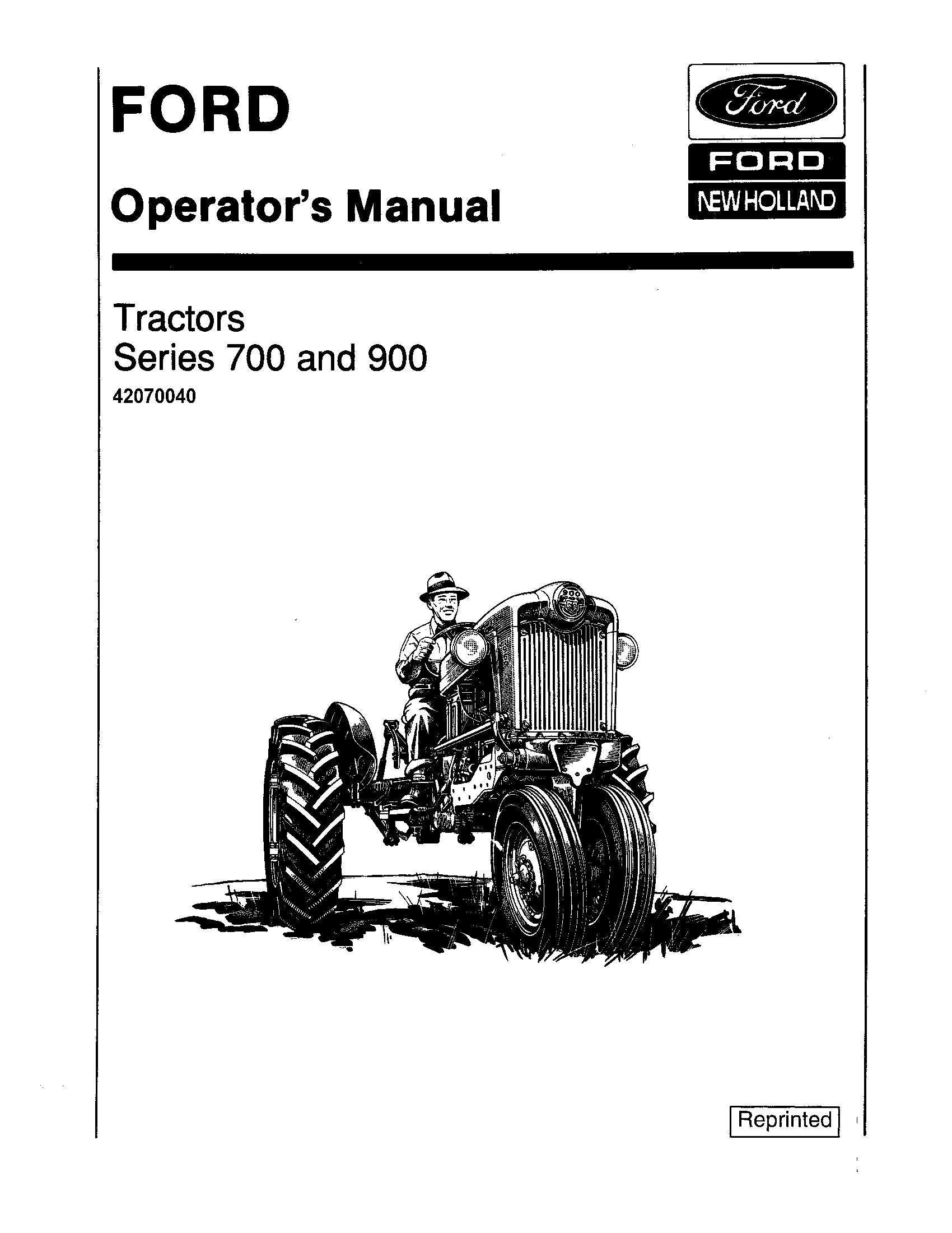 Ford 700 900 Series Tractor 1955-1957 Operator's Manual (42070040)