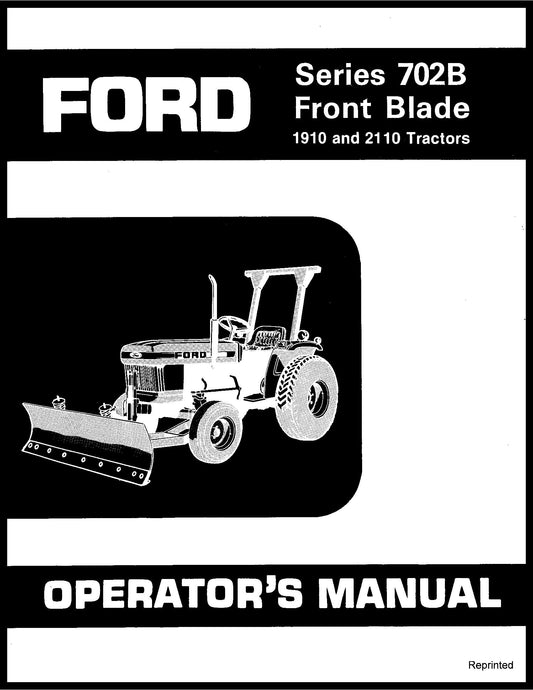 Ford Srs 702B Front Blade For 1910 & 2110 Tractor Operator's Manual (42070216)