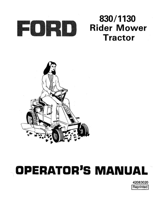 Ford 830 1130 Rider Mower Tractor OM 1979-8 Operator's Manual (42083020)