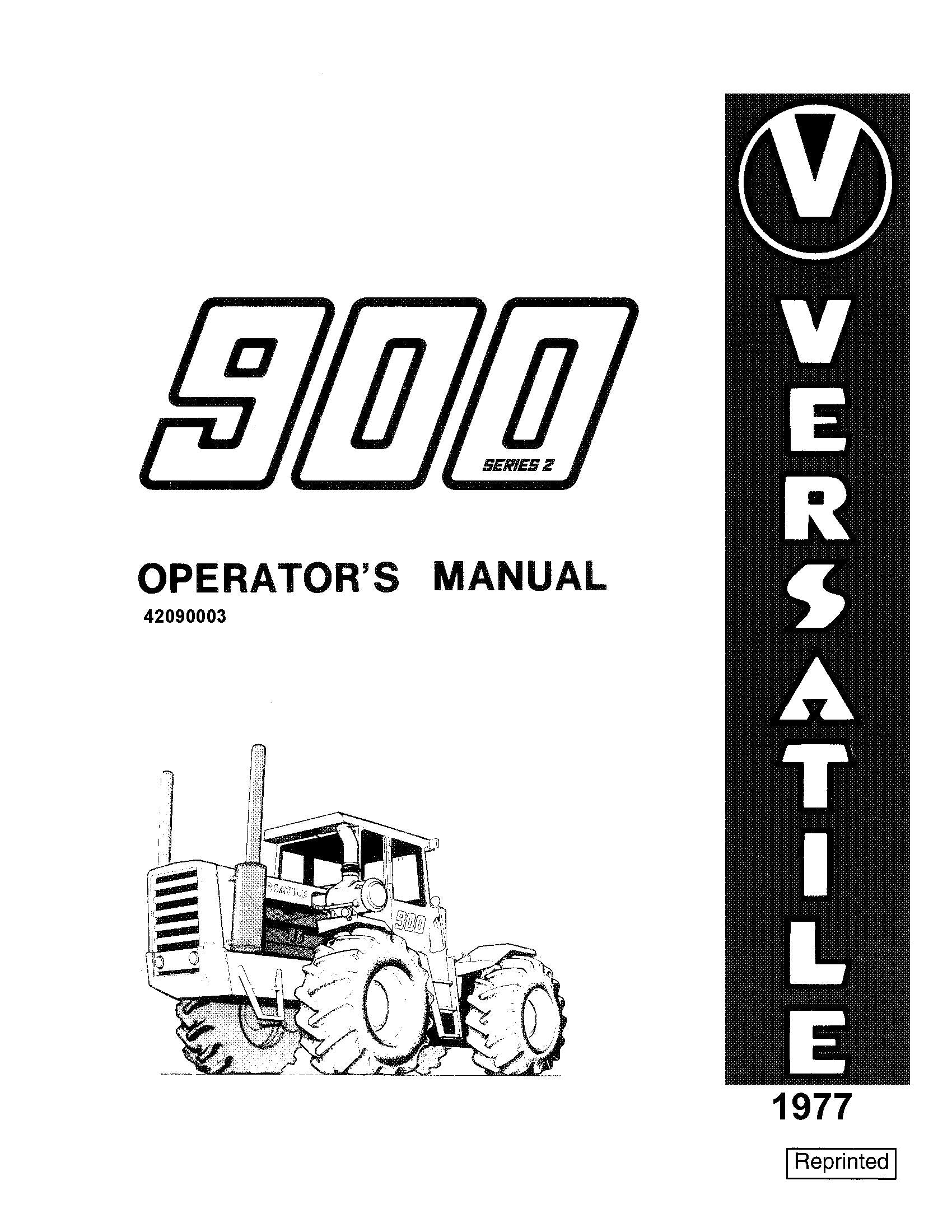 Ford Versatile 4WD 900 Series Tractor Operator's Manual (42090003)