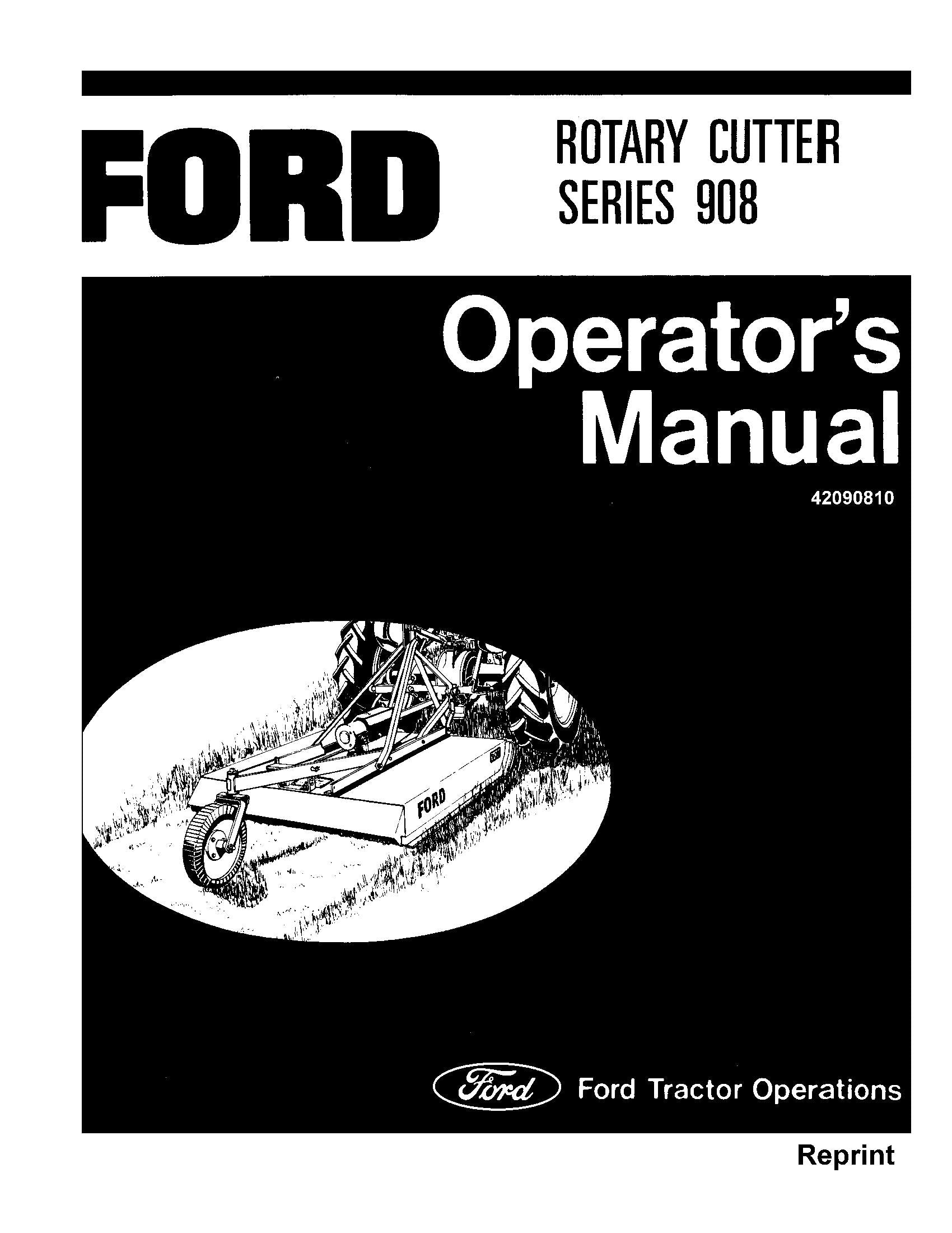 Ford Rotary Cutter Series 908 - 1972 60 Inch Operator's Manual (42090810)