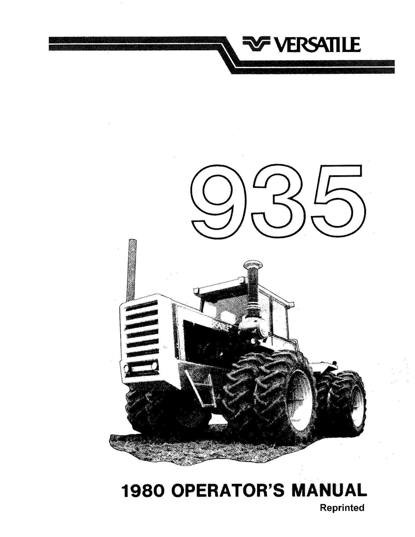 New Holland Ford Versatile 935 4WD Tractor 1980 Operator's Manual (42093512)