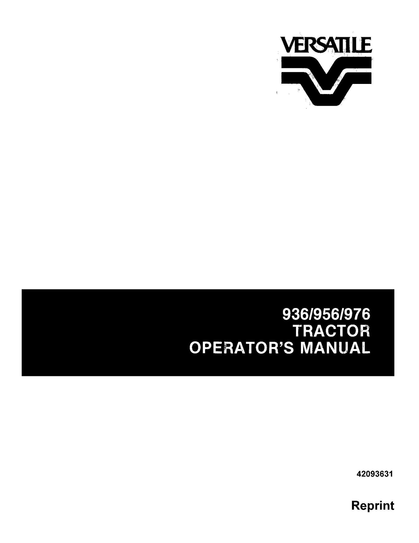 New Holland Ford Versatile 936, 956, Tractor Operator's Manual (42093631)