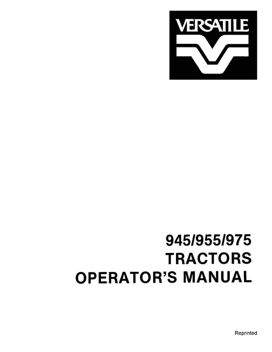 New Holland Ford Versatile 945 955 & 975 Tractor 1984 Operator's Manual (42094530)