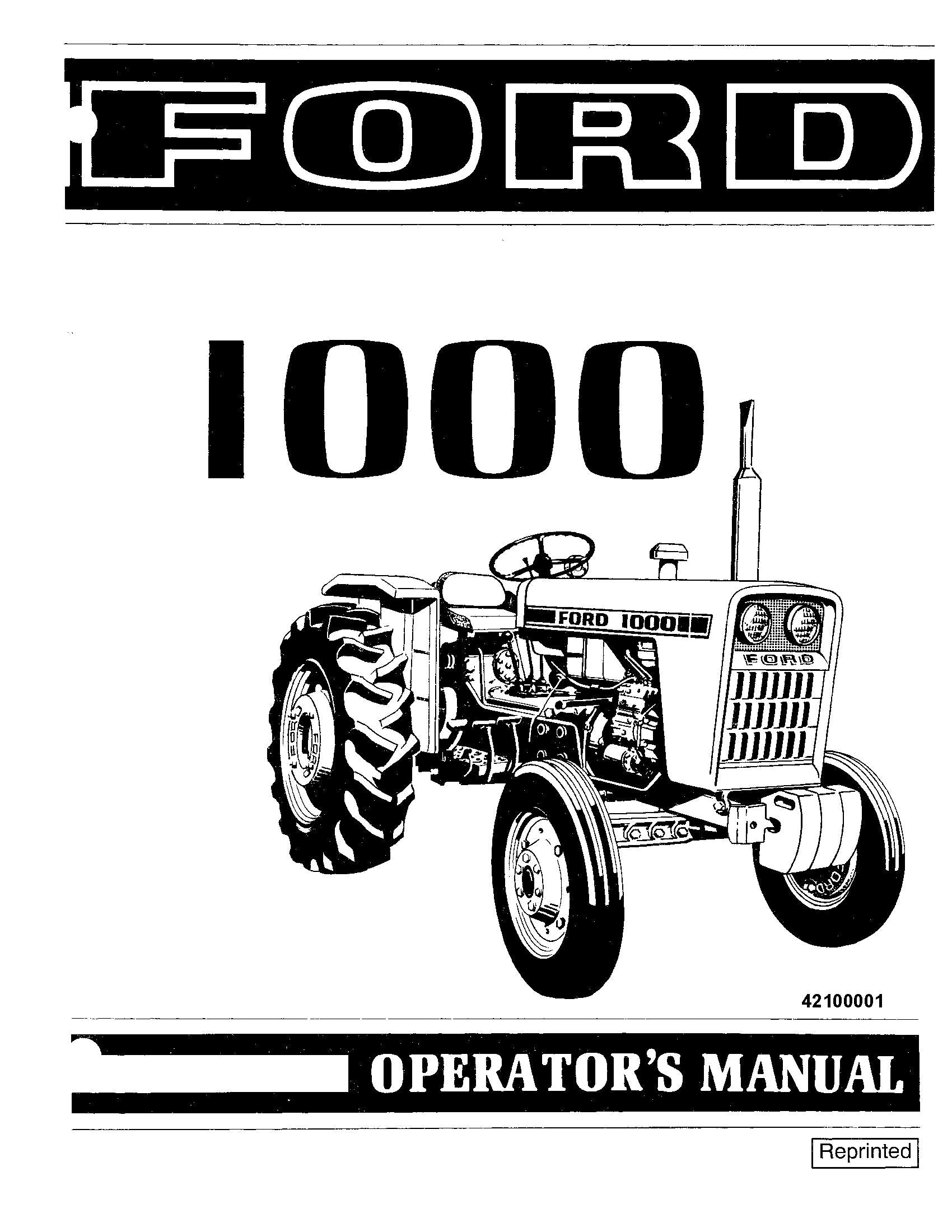 Ford 1000 Tractor Operator's Manual (42100001)