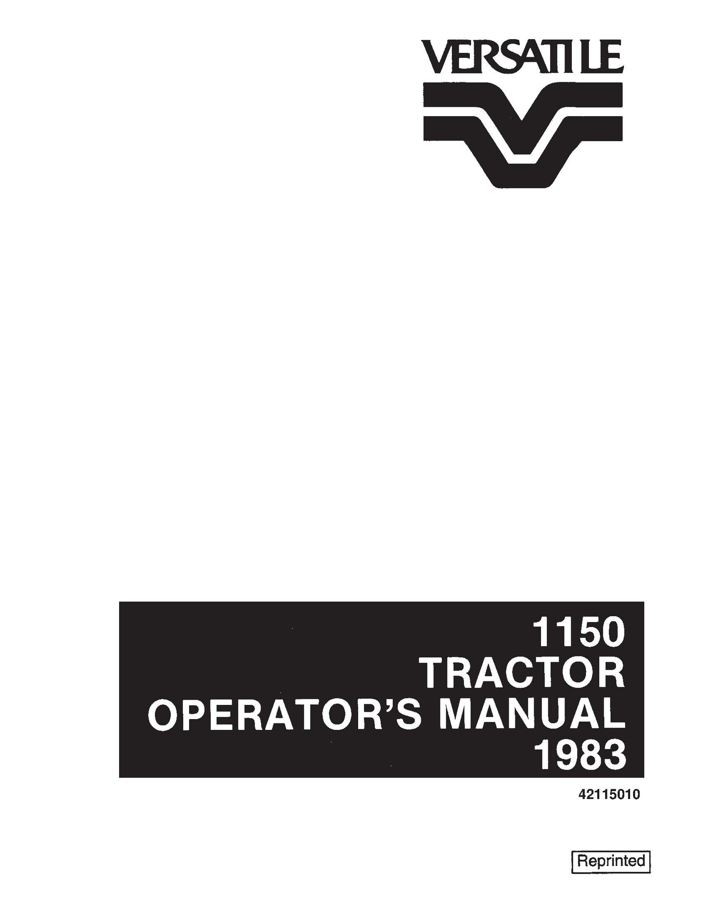 New Holland Ford Versatile 1150 1983 Operator's Manual (42115010)