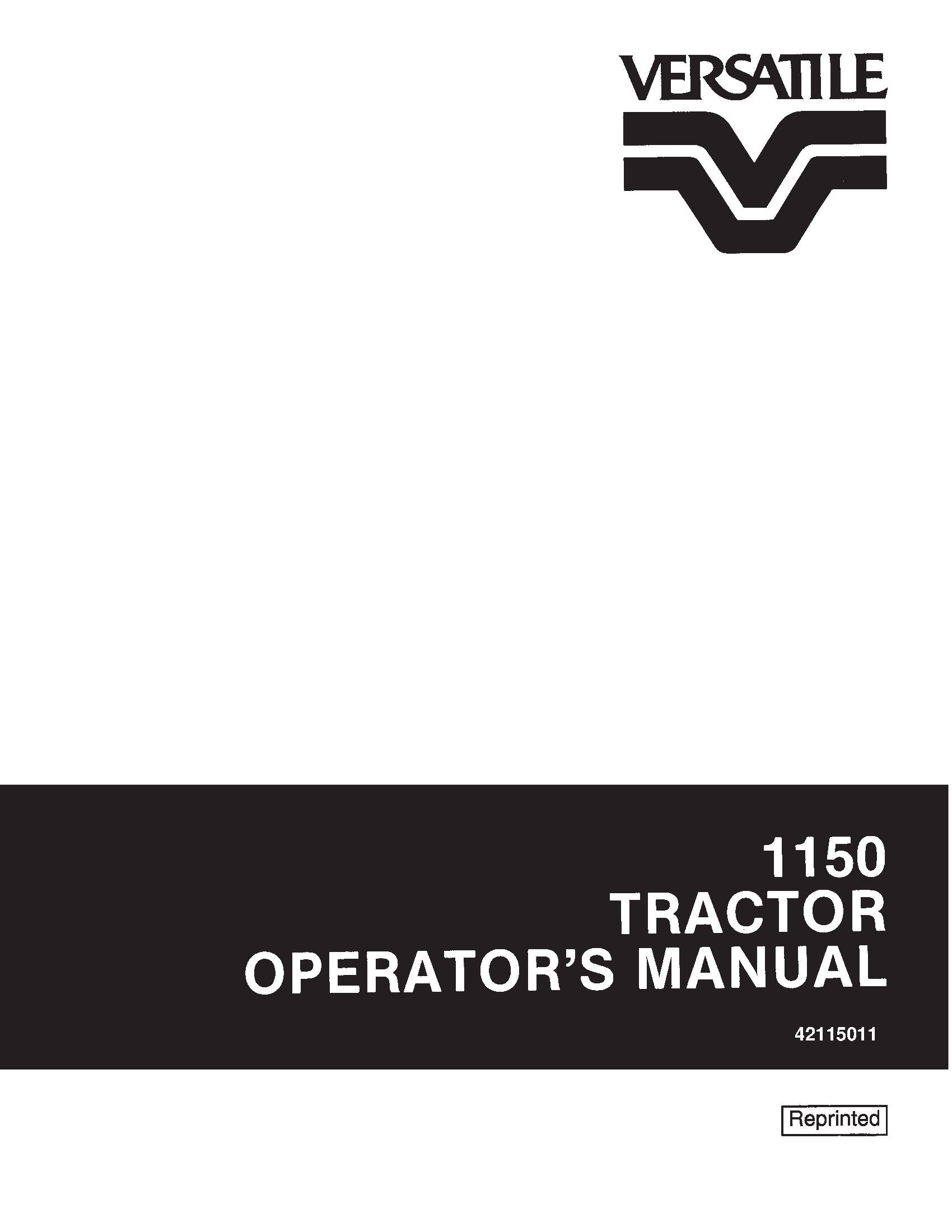 New Holland Ford Versatile 1150 Mech & P Shift 4WD Operator's Manual (42115011)