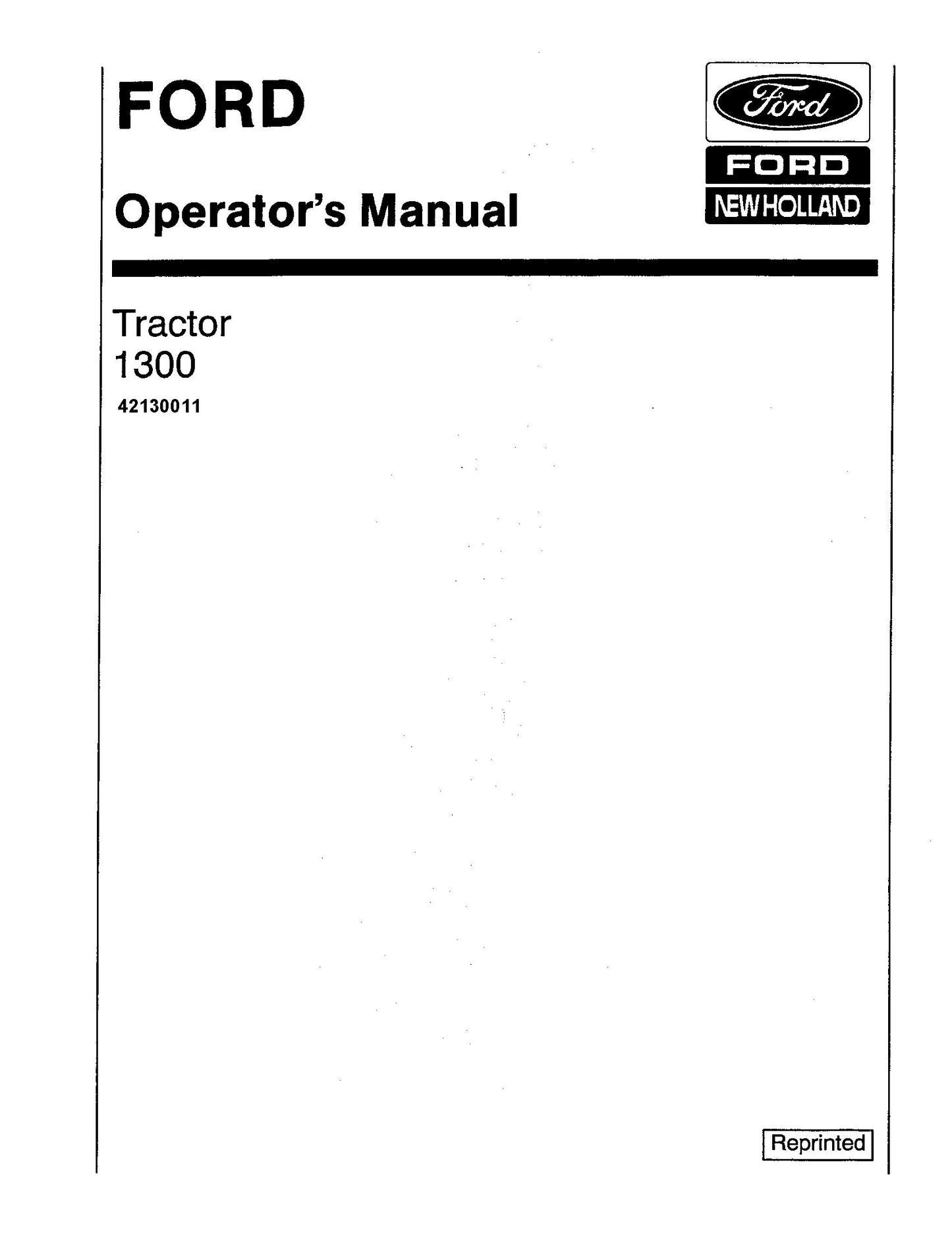 Ford A 1300 Tractor Operator's Manual (42130011)