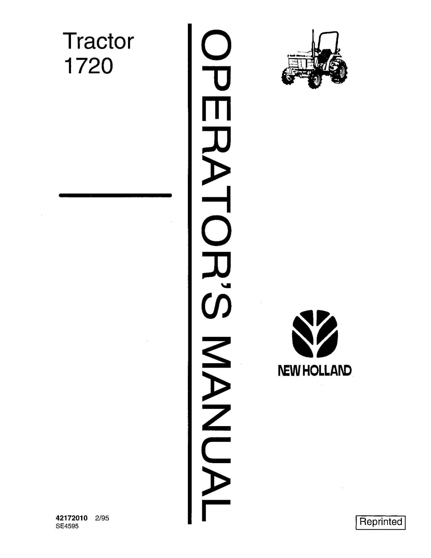 New Holland 1720 Tractor Se4595 Operator's Manual (42172010)