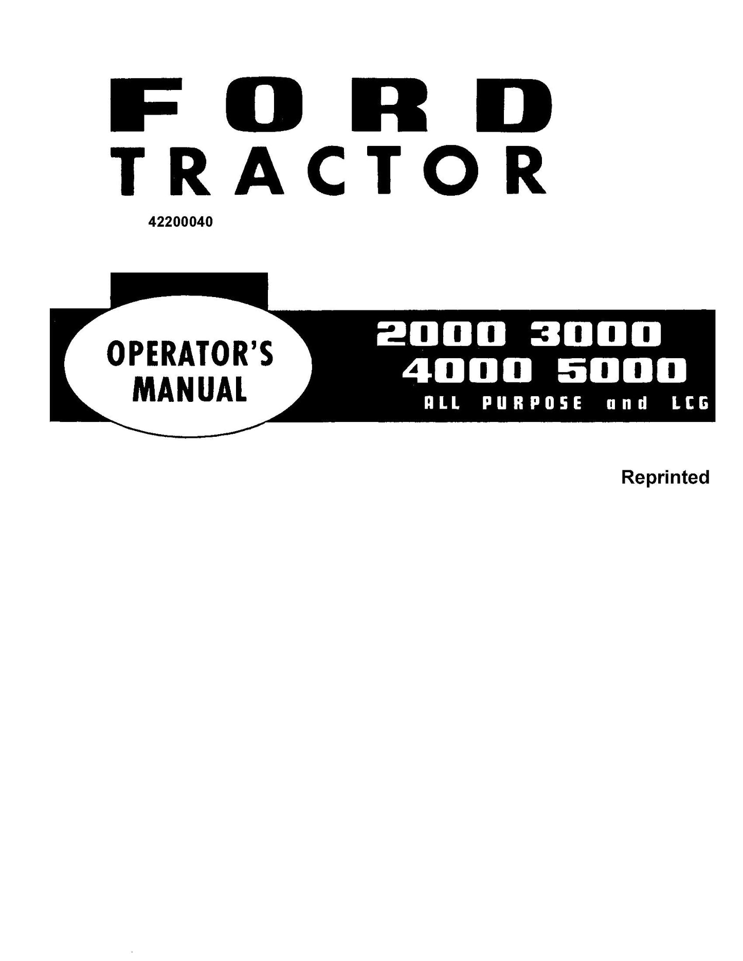 Ford 2000, 3000,4000,5000 All Purpose & LCG 1965-67 Operator's Manual (42200040)