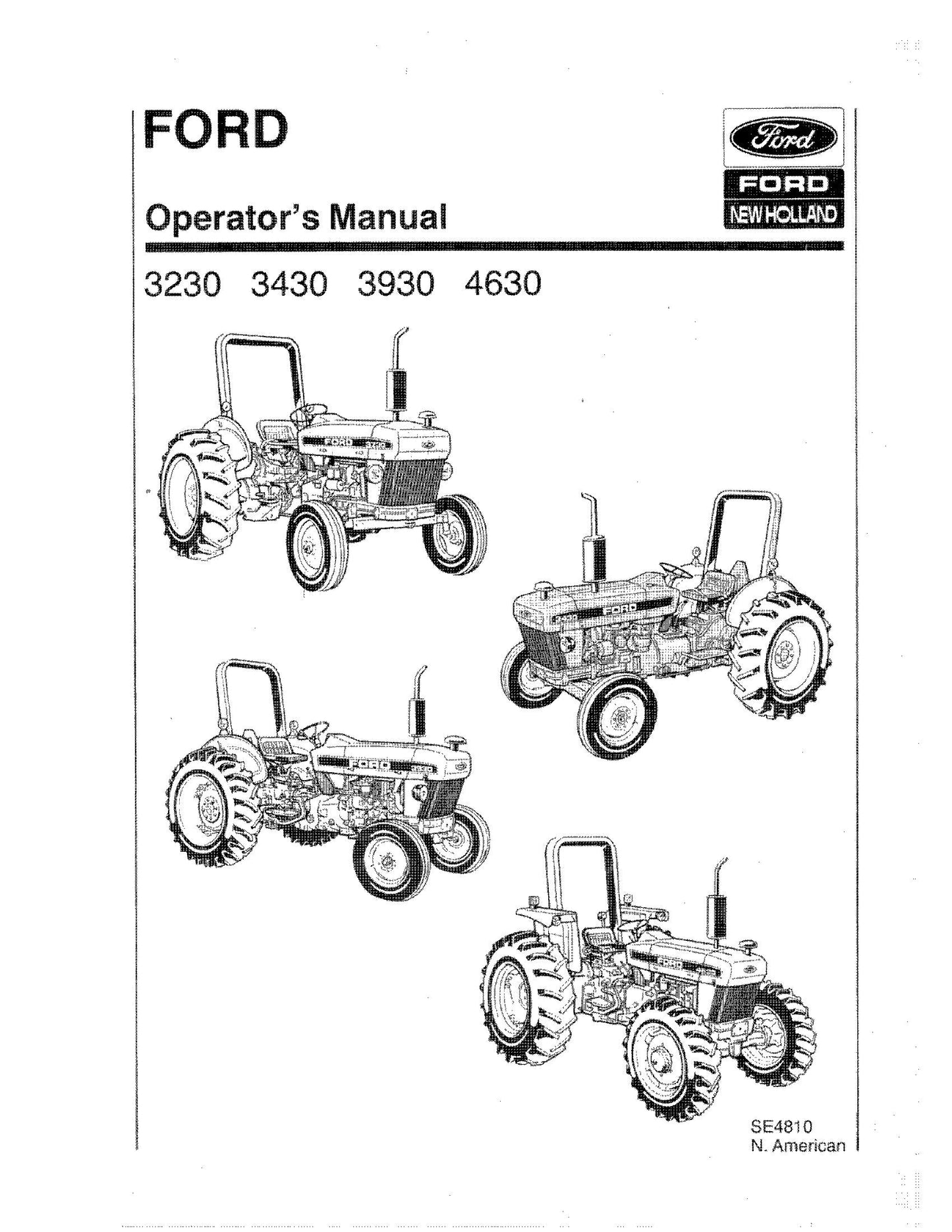 Ford 3230 3430 3930 4630 Tractor Operator's Manual (42323040)