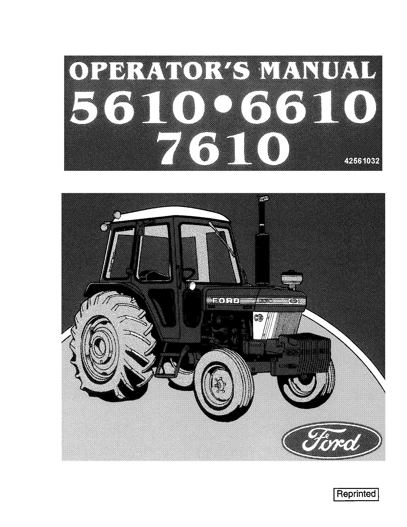 New Holland 5610 6610 7610 Tractor Operator's Manual (42561032)