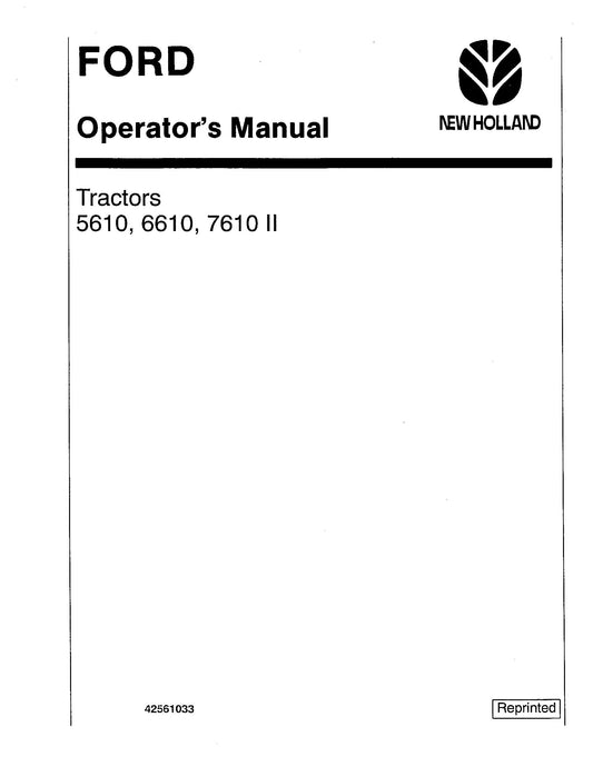 New Holland 5610 6610 7610 Tractor with Cab SE4238 Operator's Manual (42561033)