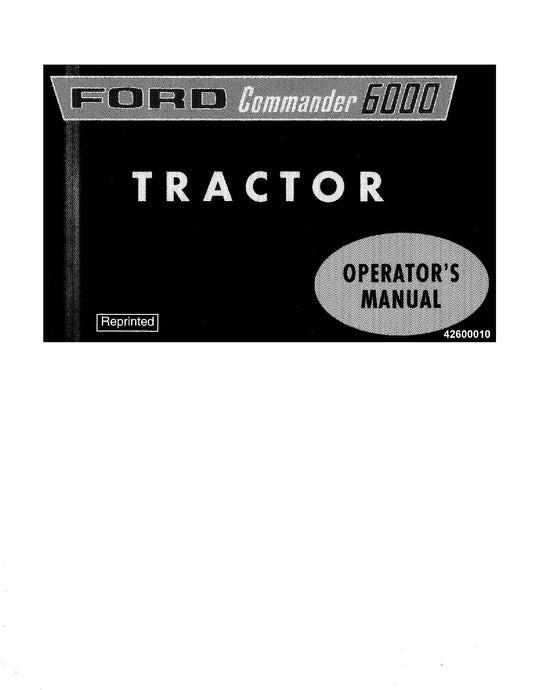 Ford 6000 Commander Tractor Operator's Manual (42600010)