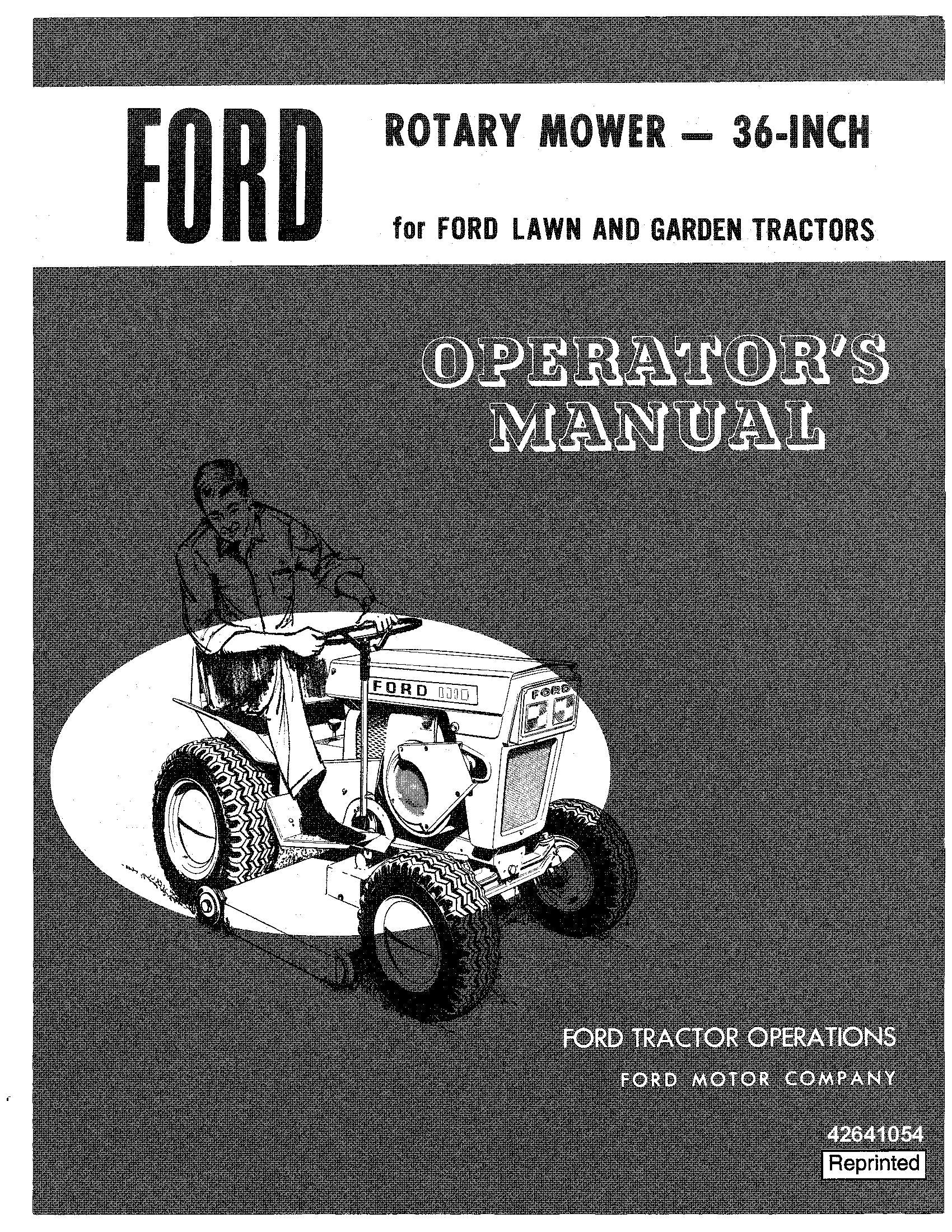 Ford Rotary Mower 36 Inch 1971 Operator's Manual (42641054)