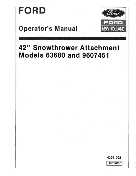 Ford 42 Inch Snowthrower Attachment Operator's Manual (42641062)