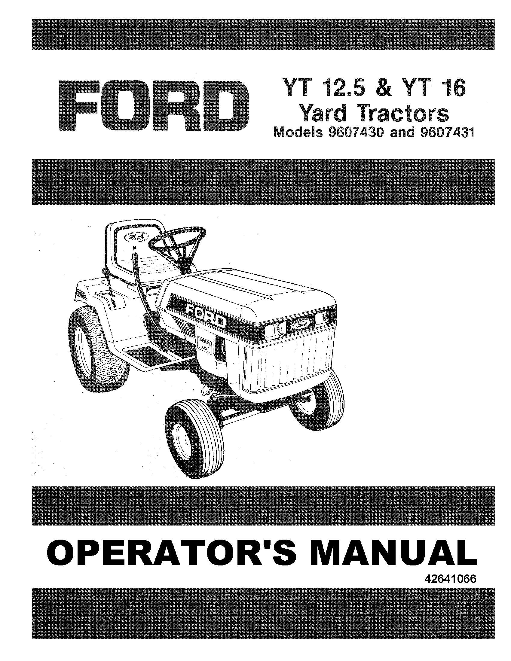 Ford Yt 12.5 16 Yard Tractor Operator's Manual (42641066)