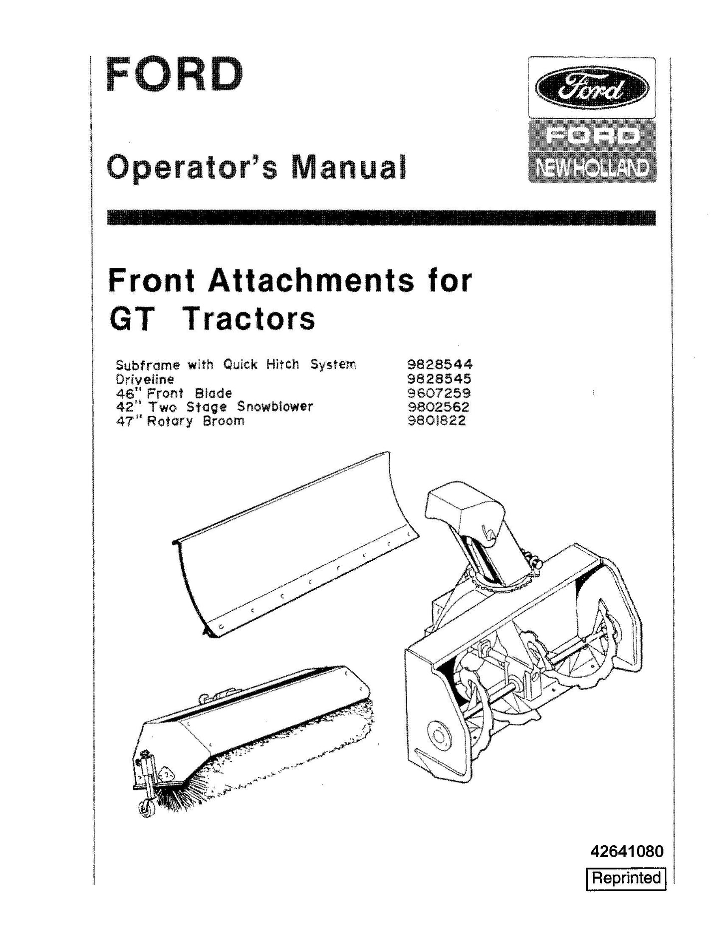 Ford Front Attachments for GT Operator's Manual (42641080)