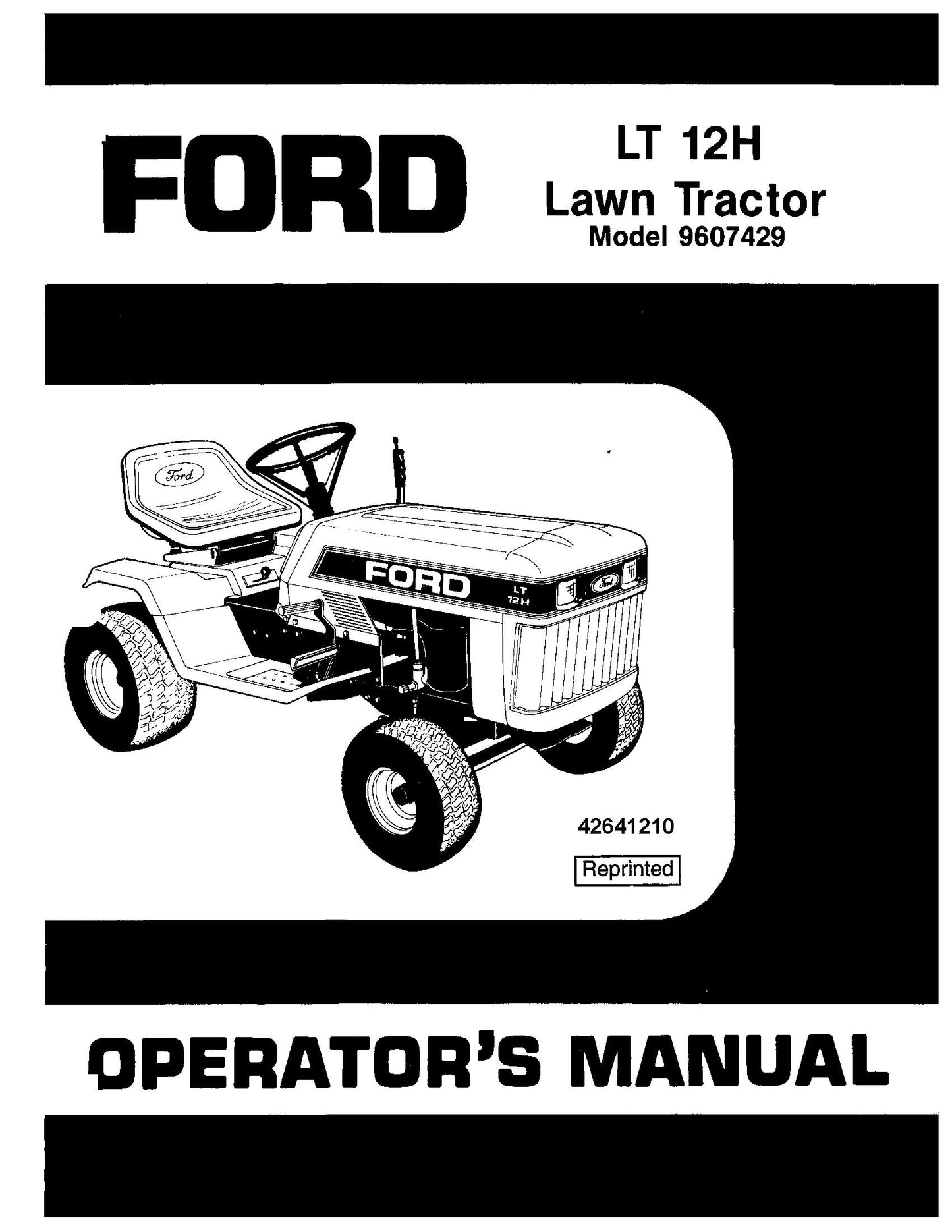 Ford 12H Lawn Tractor Hydro 1988 Operator's Manual (42641210)