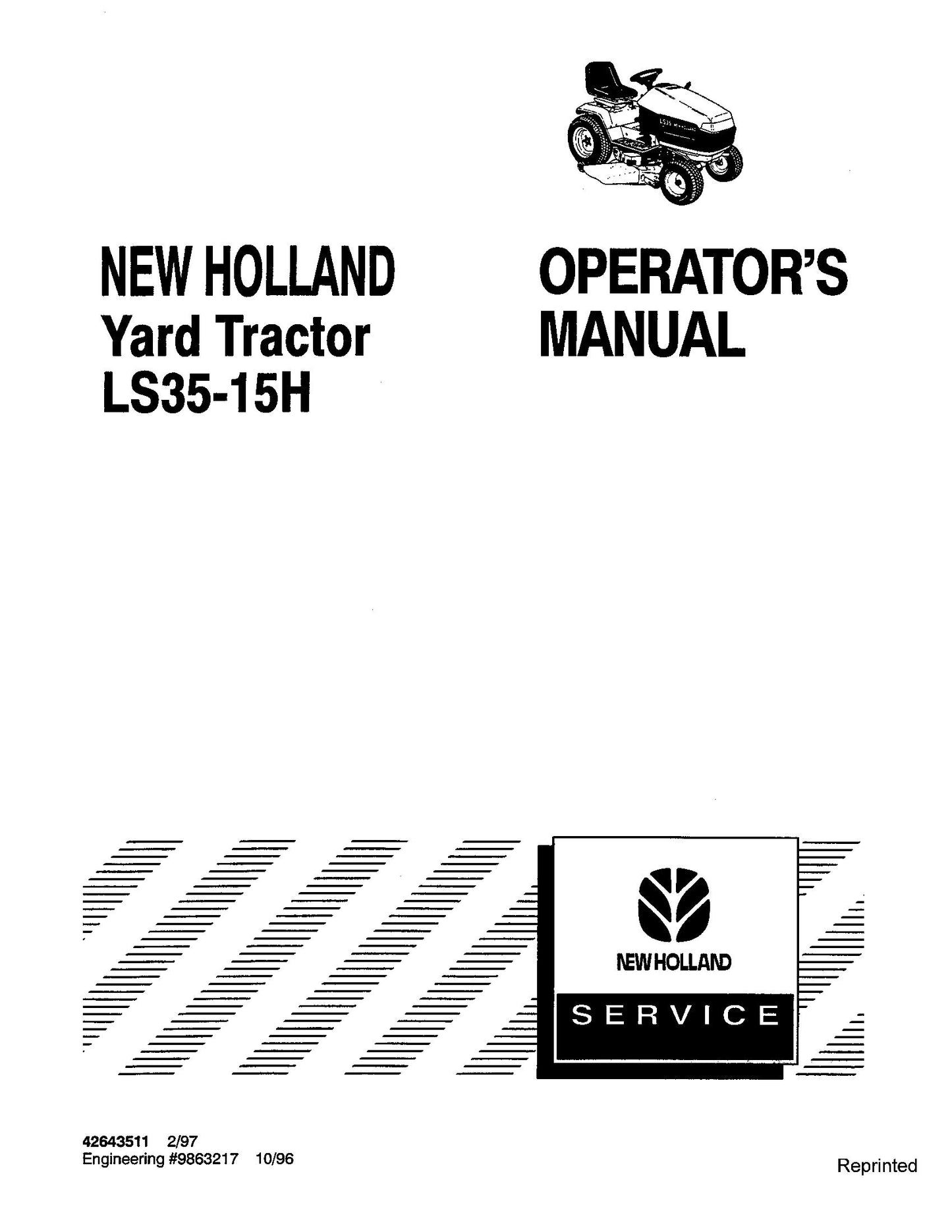 New Holland LS35 - 15h Yard Tractor 9863217 Operator's Manual (42643511)